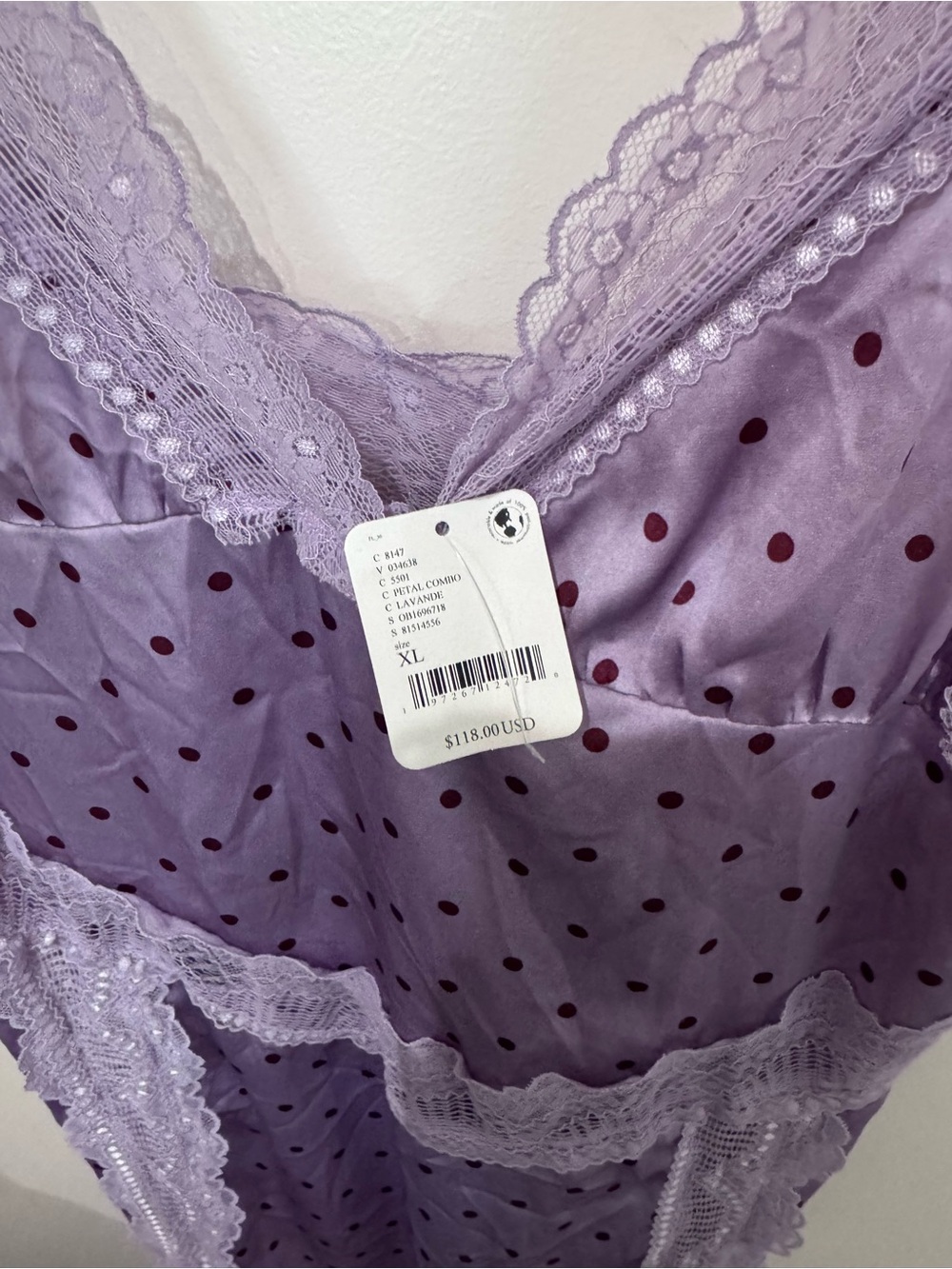 Free People Lavender Polka Dot Lace-Trim Slip - Picture 3 of 7